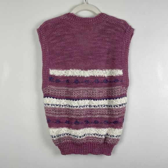 VTG 80s Expressly for Joyce Sweater Vest Striped Coquette Sleeveless Knit Preppy - Picture 4 of 14